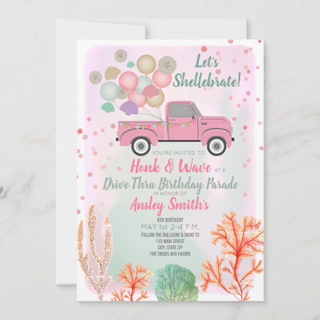 Convite Shellebrate Sob A Condução Marítima Durante O Aniv (Frente)