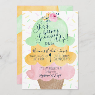 Convite Sherbet Scooped Up Sorvete Chá de panela