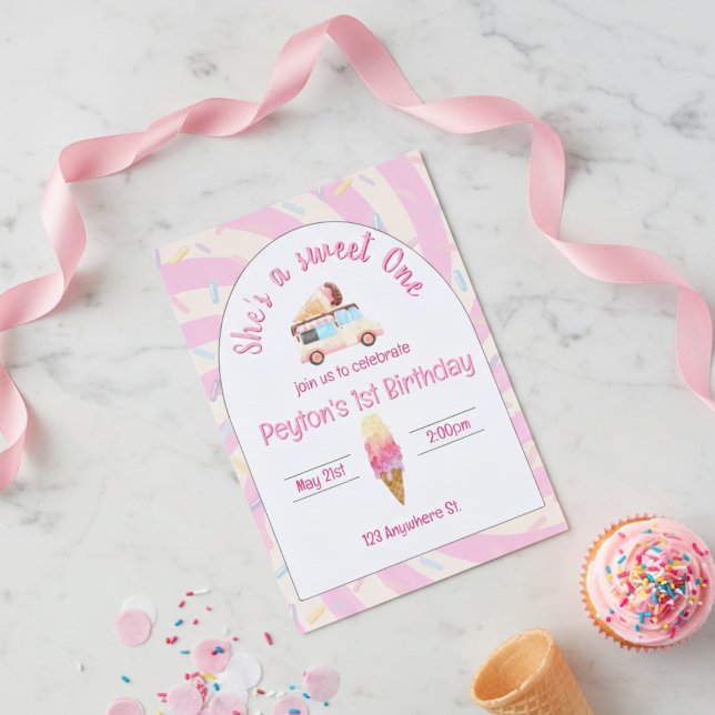 Convite She's a sweet one! first birthday invitation (Criador carregado)