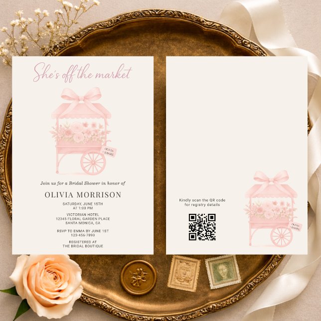 Convite She's Off the Market Flower QR Code Bridal Shower (Criador carregado)