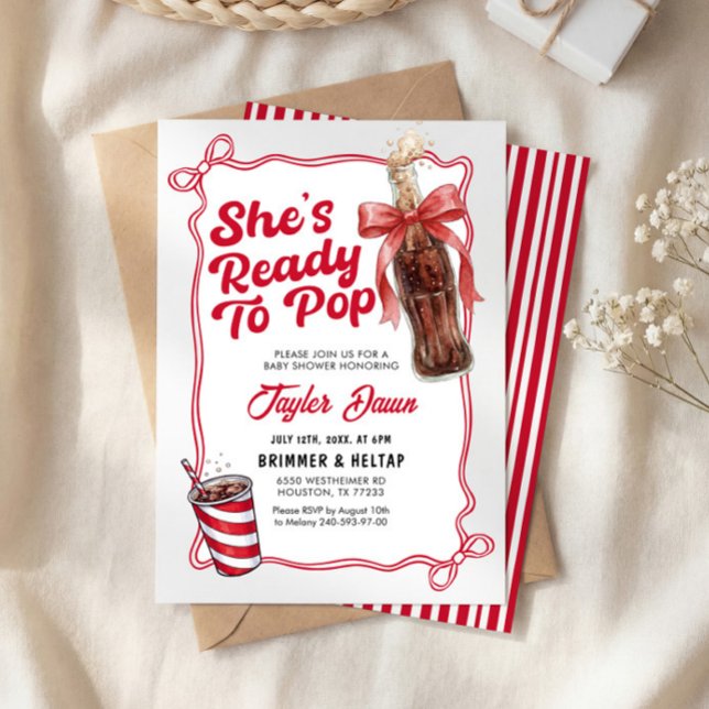 Convite She's Ready to Pop Baby Shower Invitation  (Criador carregado)