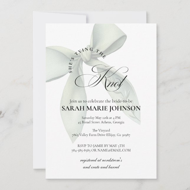 Convite She's tying the knot Bridal Shower (Frente)