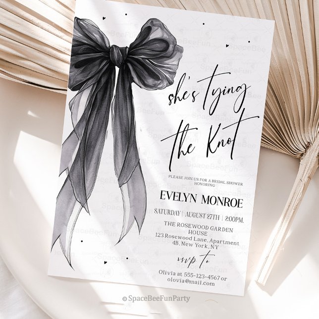Convite She's tying the knot Bridal shower  (She's tying the knot Bridal shower invitation Editable Bachelorette Party Invite Bow Modern Brunch P)