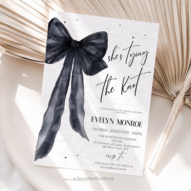 Convite She's tying the knot Bridal shower  (She's tying the knot Bridal shower invitation Editable Bachelorette Party Invite Bow Modern Brunch P)