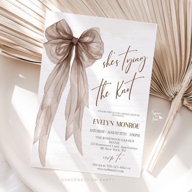 Convite She's tying the knot Bridal shower  (She's tying the knot,Bridal shower,invitation bow,Editable invite,Bachelorette invite,Party Invite b)