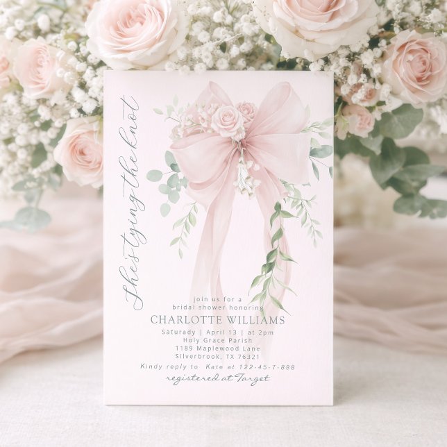 Convite She's tying the know Whimsical Bow bridal shower (Criador carregado)