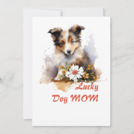 Convite Shetland Sheepdog Puppy Pet Watercolor Fllower