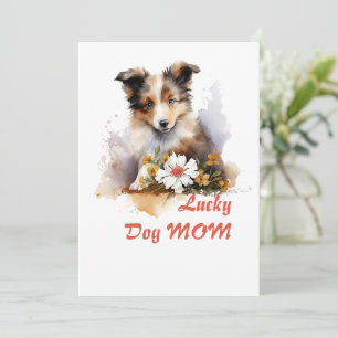 Convite Shetland Sheepdog Puppy Pet Watercolor Fllower