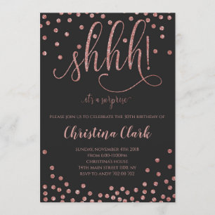 Convite Shh Festa de aniversário de Rosa de surpresa Conf