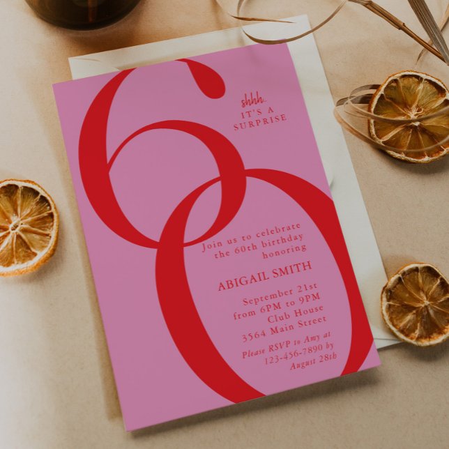 Convite Shh It's a Surprise 60th Birthday Party (Criador carregado)