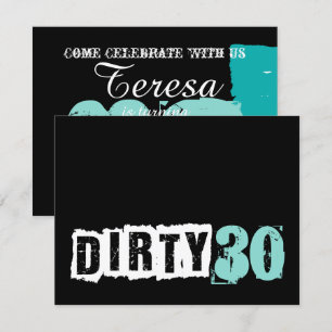 Convite Shh Uma Festa de aniversário Azul 30 Suja Surpres