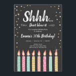 Convite Shhh é uma festa de aniversário Dourado dos<br><div class="desc">Convite pastel macio do ★ A para sua festa de aniversário perfeita da surpresa! As cores pastel, o ouro, os confetes e as velas bonitos couberam todo o estilo do partido! O ★ se você precisa que coordena ARTIGOS de HARMONIZAÇÃO, verifica por favor nossa coleção de harmonização ou compra. Você...</div>
