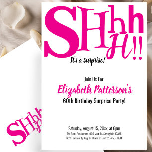 Convite Shhh É uma Festa de Aniversário Surpresa 60 Adulto