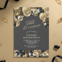 Convite Shhh é uma Festa de Aniversário Surpresa de 60 ano