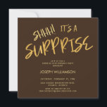 Convite Shhh! É uma surpresa 50º aniversário Dourado Brown<br><div class="desc">Shhh! É uma surpresa 50º aniversário Dourado Brown Invitation Seus convidados saberão que esta será uma festa especial apenas olhando para este convite!</div>