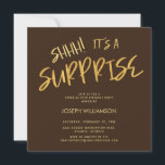Convite Shhh! É uma surpresa 50º aniversário Dourado Brown<br><div class="desc">Shhh! É uma surpresa 50º aniversário Dourado Brown Invitation Seus convidados saberão que esta será uma festa especial apenas olhando para este convite!</div>