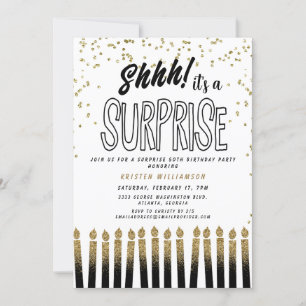 Convite Shhh! É uma Vela de Aniversário de 50 anos Surpres