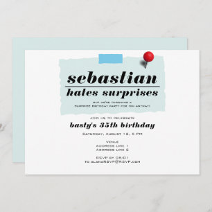 Convite Shhh! Engraçado Odeia Surpresas Festas de aniversá