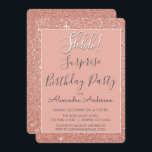 Convite Shhh! Festa de aniversário Dourada Surpresa<br><div class="desc">Shhh! Surpresa Rosa de Festa de aniversário Dourada Faux Glitter e Sparkle Girly Invtions. Os Convites de festas de aniversários Surprise usam o popular ouro rosa-rosa e a tipografia escrita à mão e são perfeitos para convidar convidados para uma Festa de aniversário Surpresa.</div>
