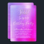 Convite Shhh! Festa de aniversário rosa surpreendido<br><div class="desc">Shhh! Surpresa, rosa-Festa de aniversário e preto-e-roxo, com folhas de metal polido, com capa de metal polida, convidações de aniversário. Os Convites de festas de aniversários Modernos e Chic Surprise usam a popular tipografia manuscrita e são perfeitos para convidar convidados para uma Festa de aniversário Surpresa feminina. Se você precisar...</div>