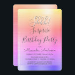Convite Shhh! Festa de aniversário Surpresa do Arco-Íris<br><div class="desc">Shhh! Festa de aniversário surpresa Dourada, rosa e púrpura Pastel Rainbow Ombre Faux Foil Metálica Polida Foil Metálica Girly Invites de Aniversário. Os Convites de festas de aniversários Modernos e Chic Surprise usam a popular tipografia manuscrita e são perfeitos para convidar convidados para uma Festa de aniversário Surpresa feminina. Se...</div>