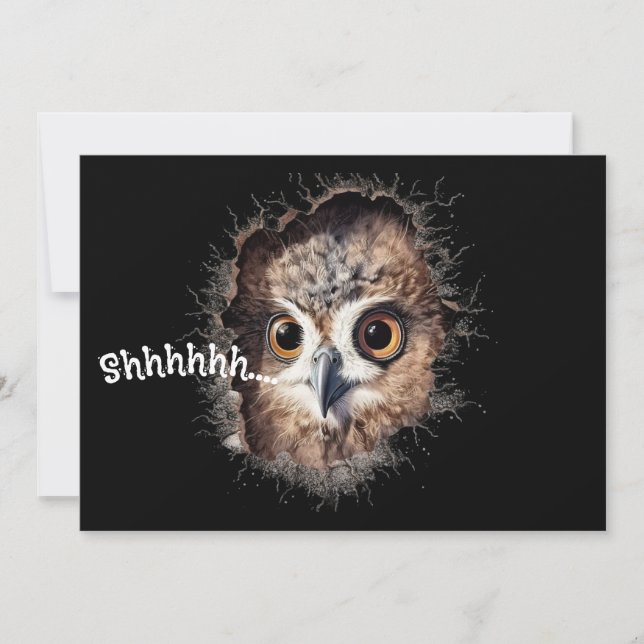Convite Shhh Surprise Party Invite | Owl & Monkey (Frente)