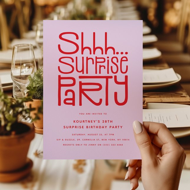 Convite Shhhh Surprise Party Modern Birthday (Criador carregado)