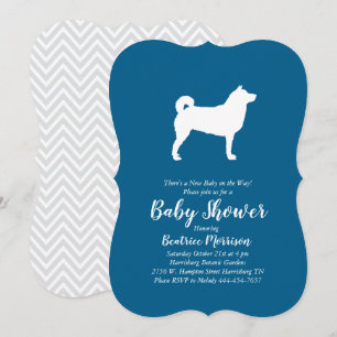 Convite Shiba Inu Cachorro Bebê Azul