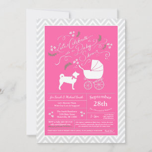 Convite Shiba Inu Chá de fraldas Rapariga Rosa