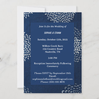 Convite Shibori Japonês Tradicional de Azul Indigo