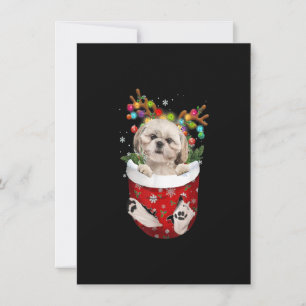 Convite Shih Tzu Reindeer No Bolso Cachorro De Natal Amant