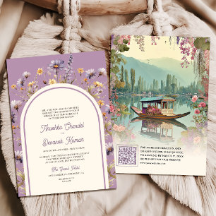 Convite Shikara Floral Caxemira Lago Dal Casamento Indiano