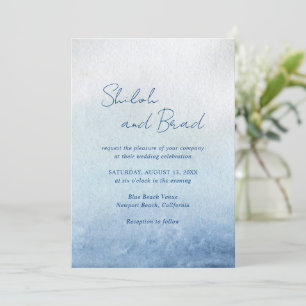 Convite Shiloh Blue Elegant Wedding