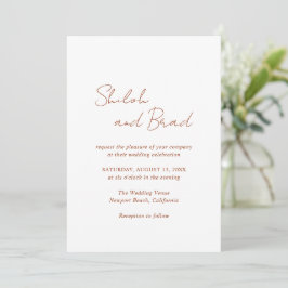 Convite Shiloh Copper Modern Elegant Wedding