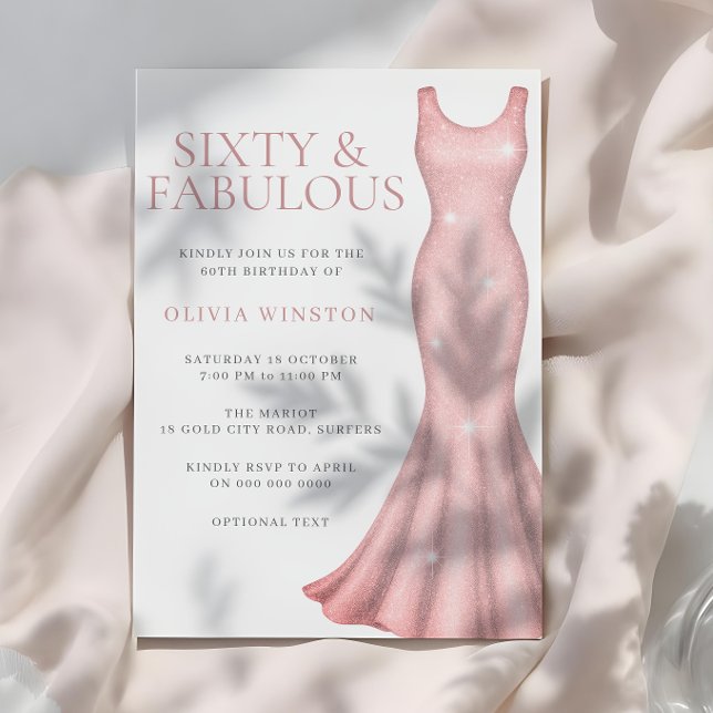Convite Shimmer Dress 60ª Festa de aniversário (Criador carregado)