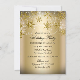 Convite Shimmer Snowflake Festa de Natal Dourada