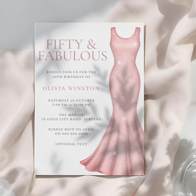 Convite Shimmer Sparkle Dress 50ª Festa de aniversário (Criador carregado)