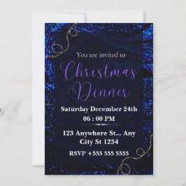 Convite Shimmering Blue Christmas Jantar Invitation!