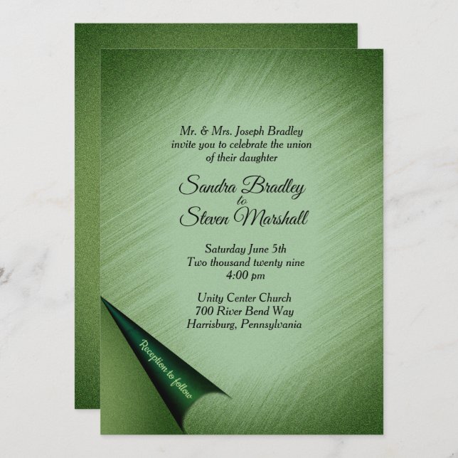 Convite Shimmering Green Wedding (Frente/Verso)