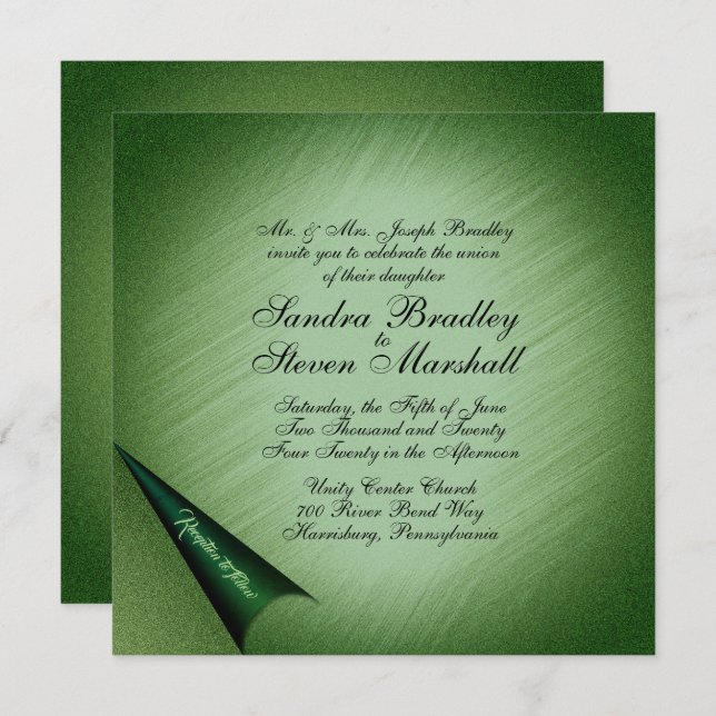 Convite Shimmering Green Wedding (Frente/Verso)