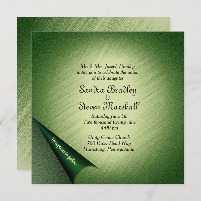 Convite Shimmering Green Wedding (Frente/Verso)