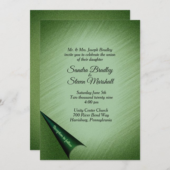 Convite Shimmering Green Wedding (Frente/Verso)