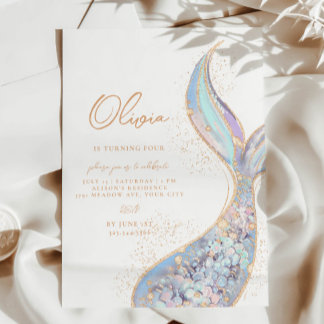 Convite Shimmermid Tail Invitation Aniversário