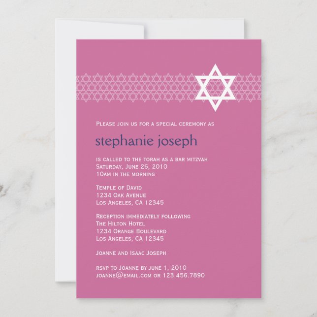 Convite Shining Star Bat Mitzvah (Frente)