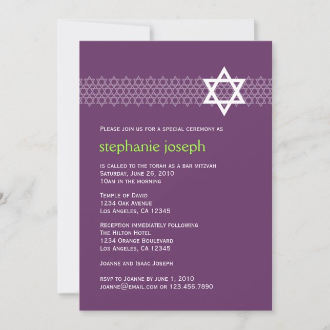 Convite Shining Star Bat Mitzvah (Frente)