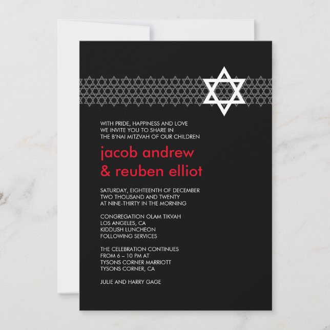 Convite Shining Star B'nai Mitzvah (Frente)