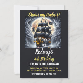 Convite Shiver My Timbers Pirate Theme Birthday Invitation