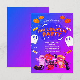 Convite Shivers & Shenanigans: Um Halloween Roxo e Azul