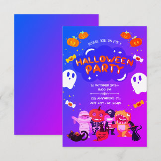 Convite Shivers & Shenanigans: Um Halloween Roxo e Azul