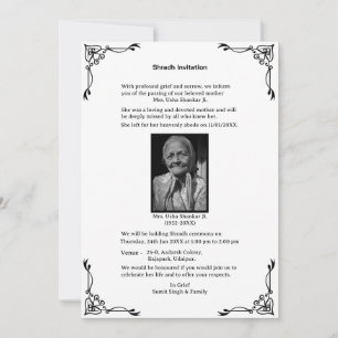 Convite Shok Sandesh Hindu Shraddh